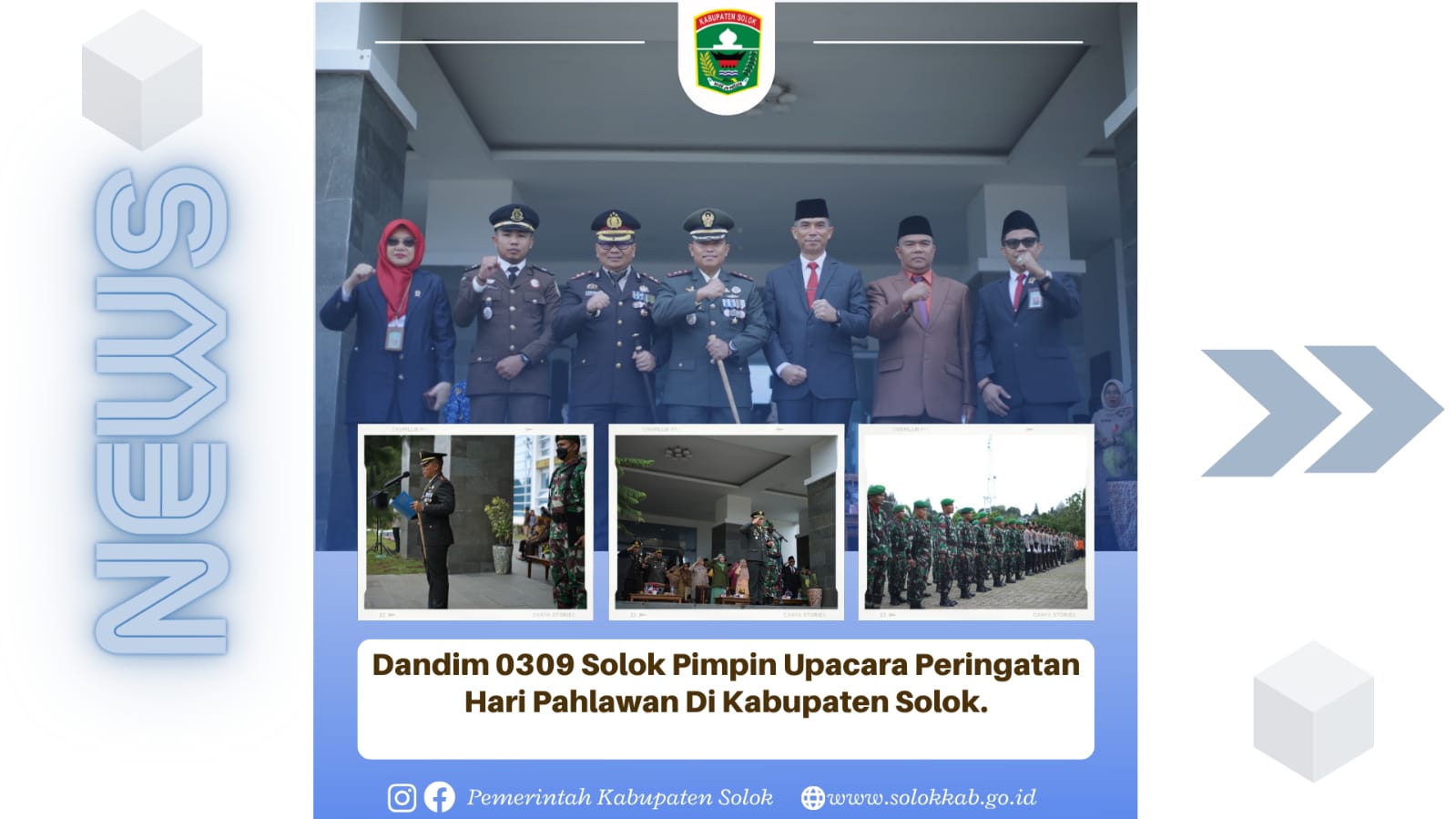 Dandim 0309 Solok Pimpin Upacara Peringatan Hari Pahlawan di Kabupaten Solok