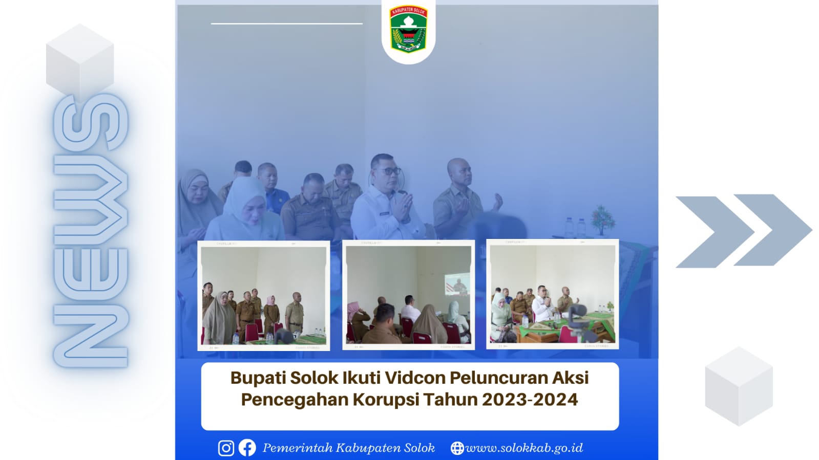 Bupati Solok Ikuti VIdcon Peluncuran Aksi Pencegahan Korupsi Tahun 2023-2024