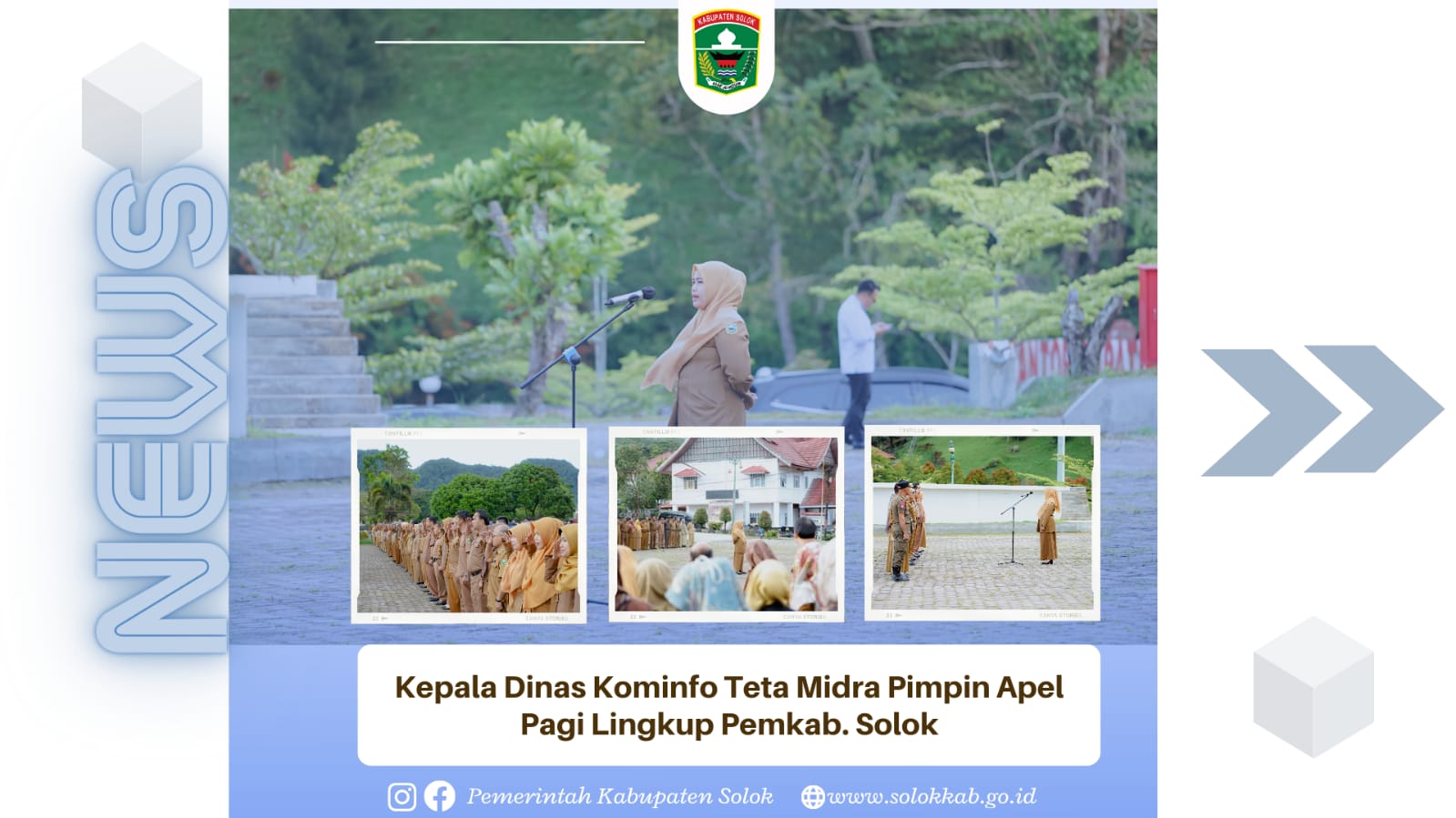 Kepala Dinas Kominfo Teta Midra Pimpin Apel Pagi Di Lingkup Pemkab Solok. 