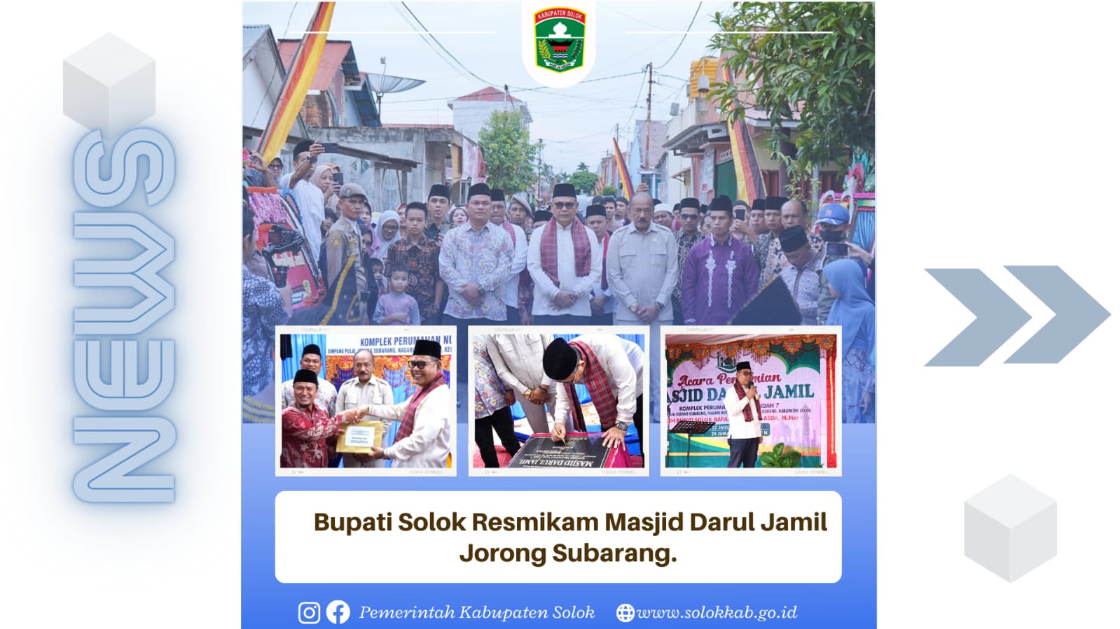 Bupati Solok Resmikan Masjid Darul Jamil Jorong Subarang 