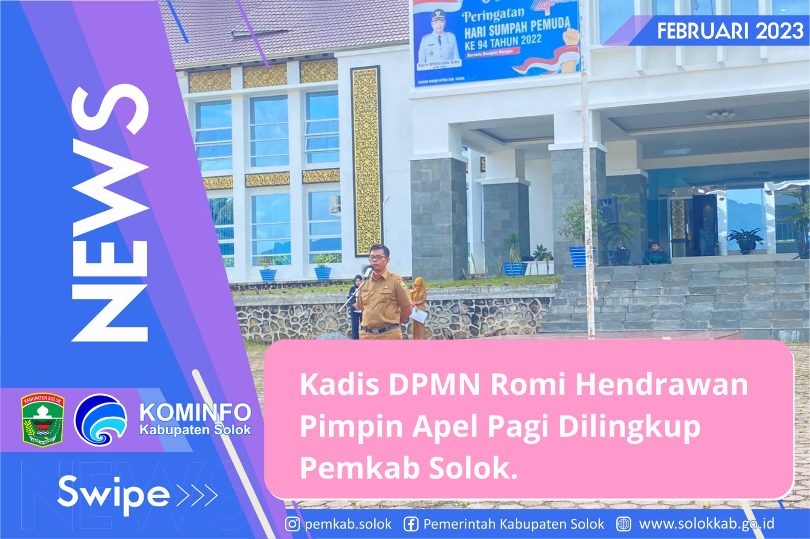 Kadis DPMN Romi Hendrawan Pimpin Apel Pagi Dilingkup Pemkab Solok