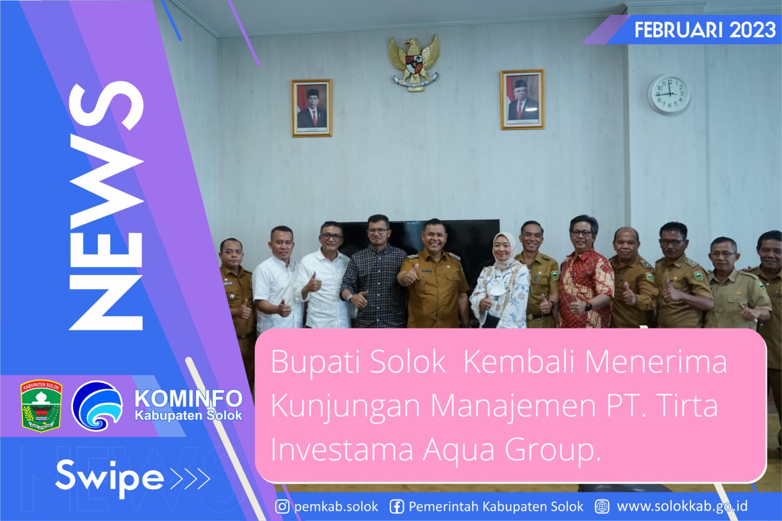 Bupati Solok kembali menerima kunjungan Manajemen PT. Tirta Investama Aqua Group	