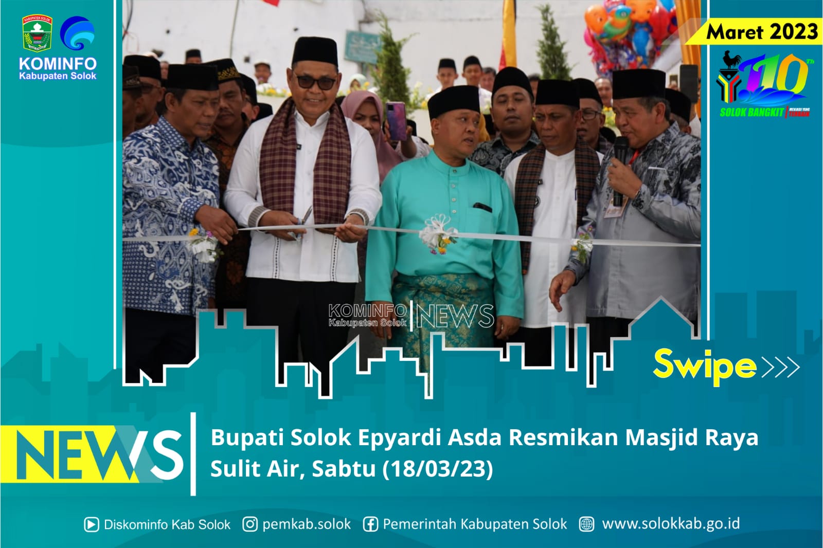 Bupati Solok Epyardi Asda  Resmikan Masjid Raya Sulit Air 