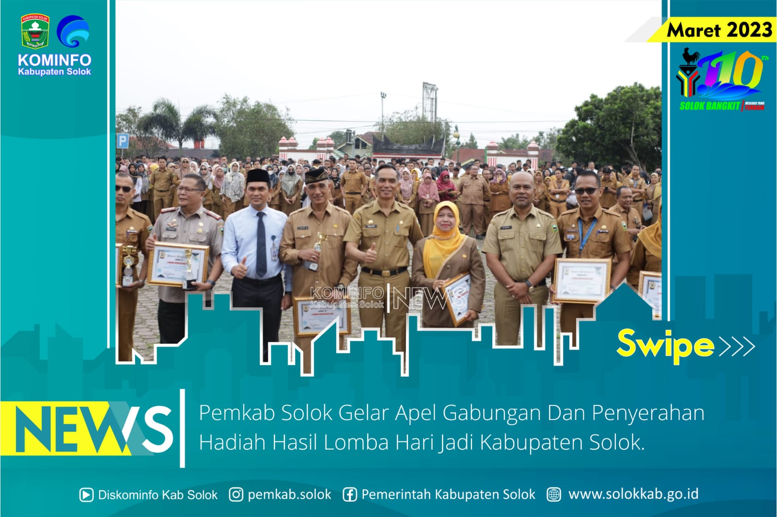 Pemkab Solok Gelar  Apel Gabungan,Dan  Penyerahan Hadiah Hasil Lomba Peringatan Hari Jadi Kabupaten Solok
