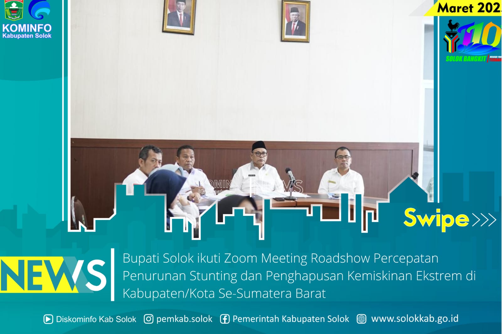 Bupati Solok ikuti Zoom Meeting Roadshow Percepatan Penurunan Stunting dan Penghapusan Kemiskinan Ekstrem di Kabupaten/Kota Se-Sumatera Barat.
