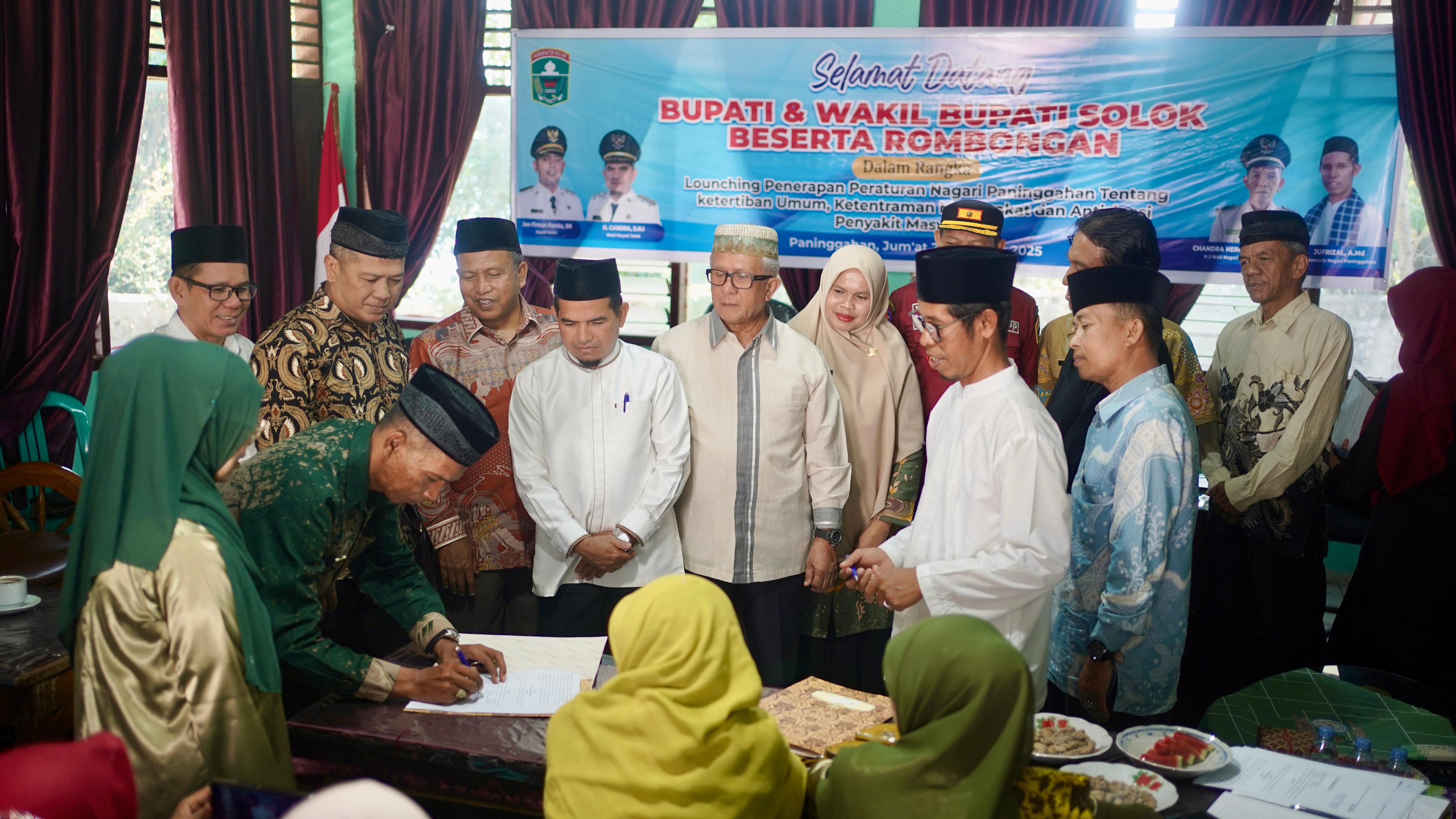 Nagari Paninggahan Launching Peraturan Nagari Ketertiban Umum dan Antisipasi Penyakit Masyarakat 